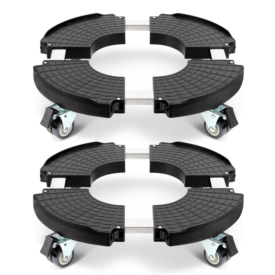 Weibida plant caddy with wheels shows adjustable base for different pot sizes.