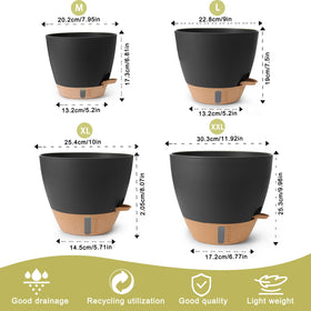 WEICHENGXING 10-inch self-watering pot with drainage holes for versatile placement