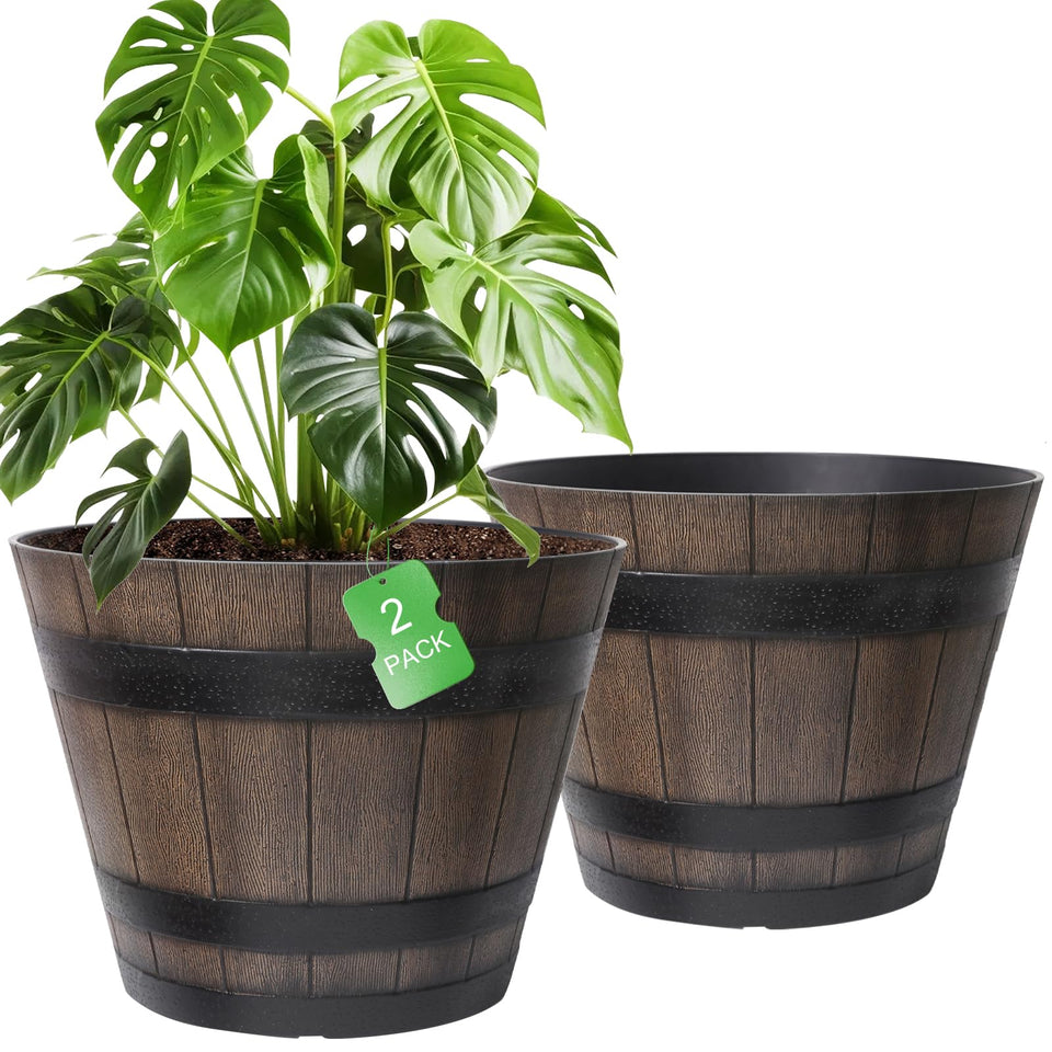 WEICHENGXING 20-inch barrel planter pair adds dramatic curb appeal