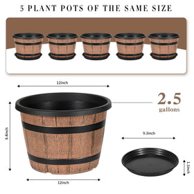 WEICHENGXING 5-pack plastic wine barrel planters ideal for cohesive garden displays