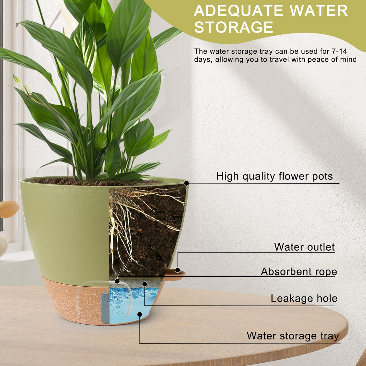 WEICHENGXING 10-inch pot with drainage holes supports healthy plant drainage