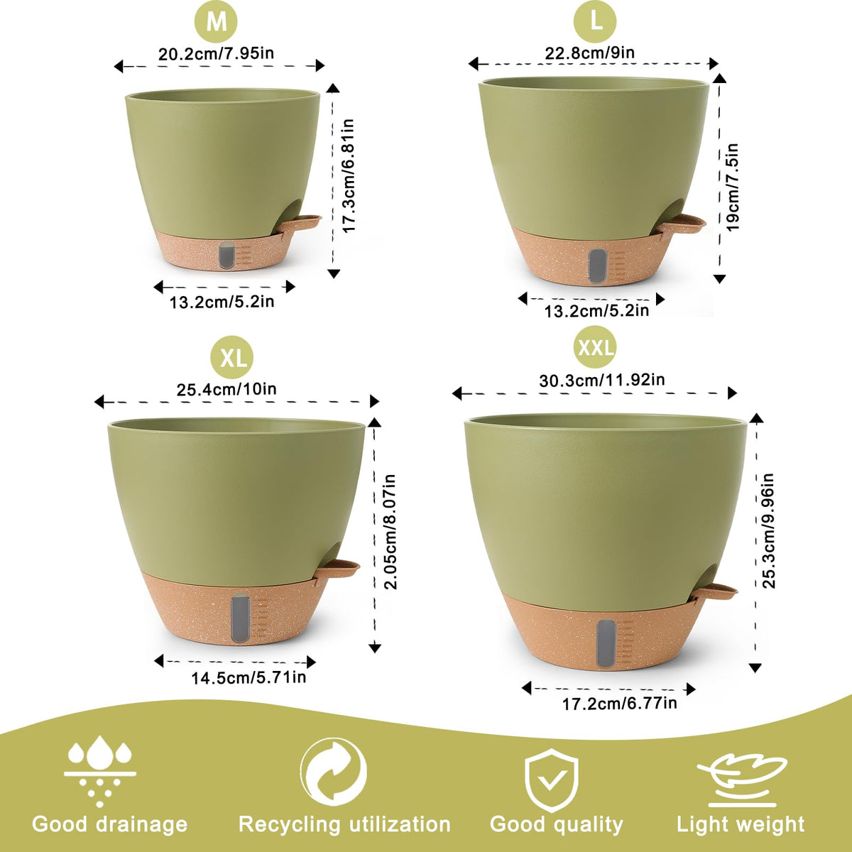 WEICHENGXING 12-inch pot showing detachable watering device for hands-free irrigation
