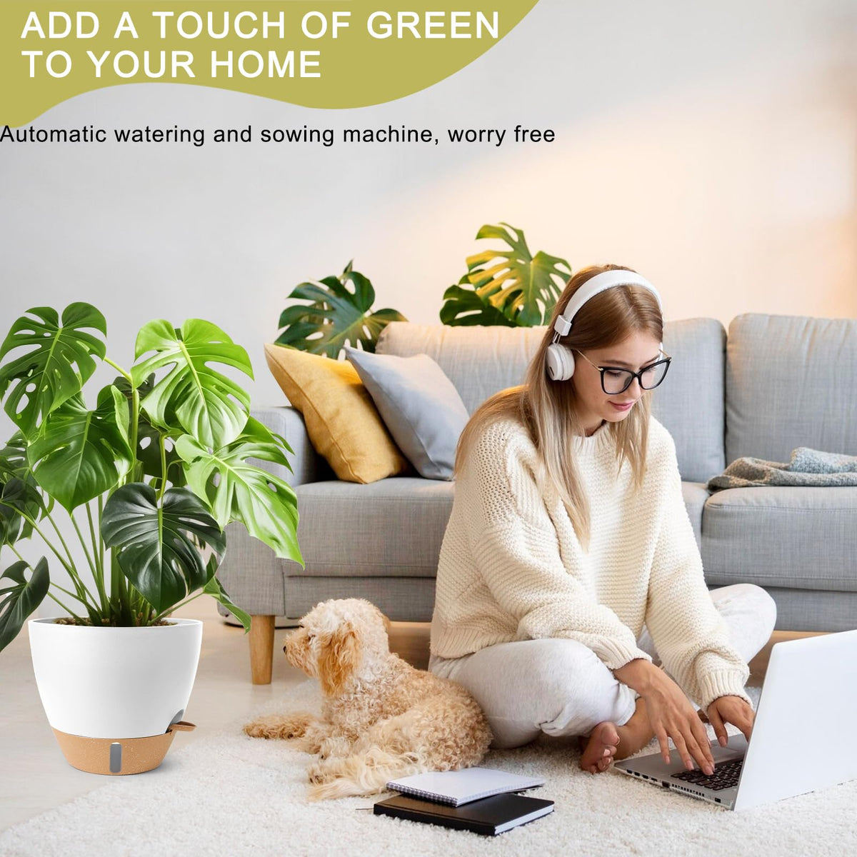 WEICHENGXING white plant pot with deep reservoir