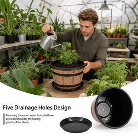 WEICHENGXING wood-look planter with five drainage holes promotes healthy root growth