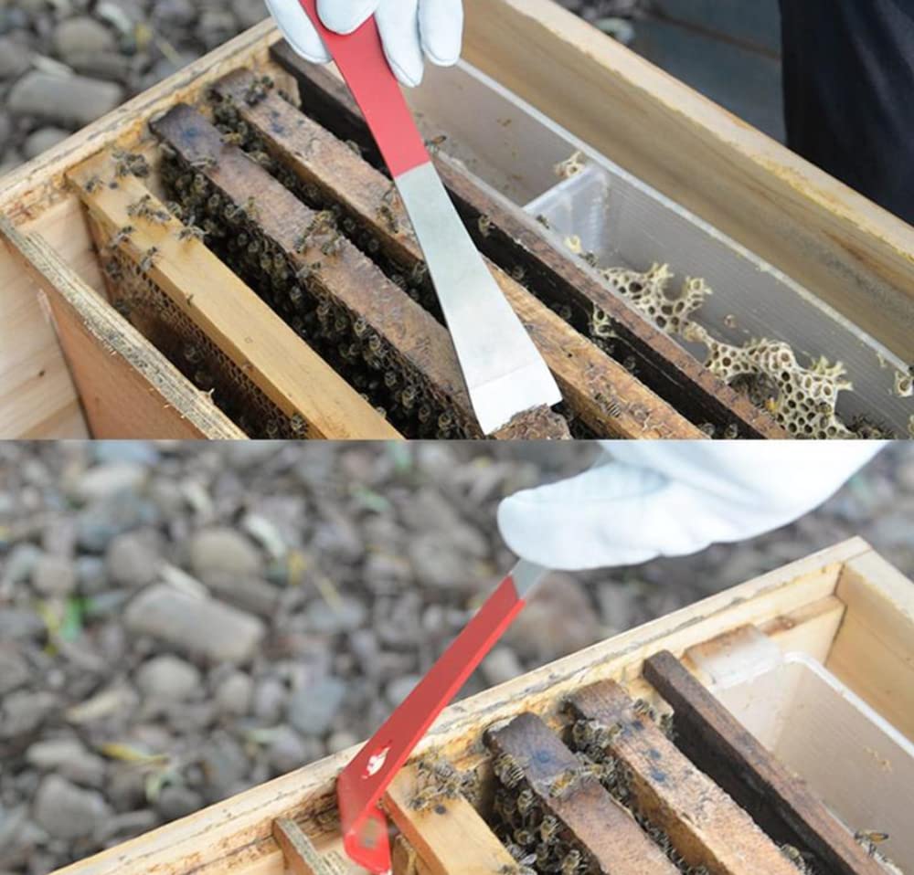 Durable WEICHUAN hive scraper in use on a hive for wax removal