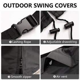 WEIMELL 3-seat swing cover in side view shielding the chair in wind.