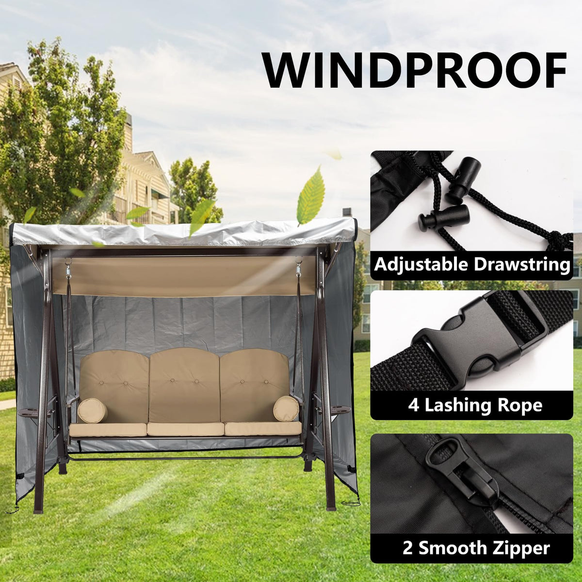 WEIMELL all-weather use image illustrating year-round swing protection.