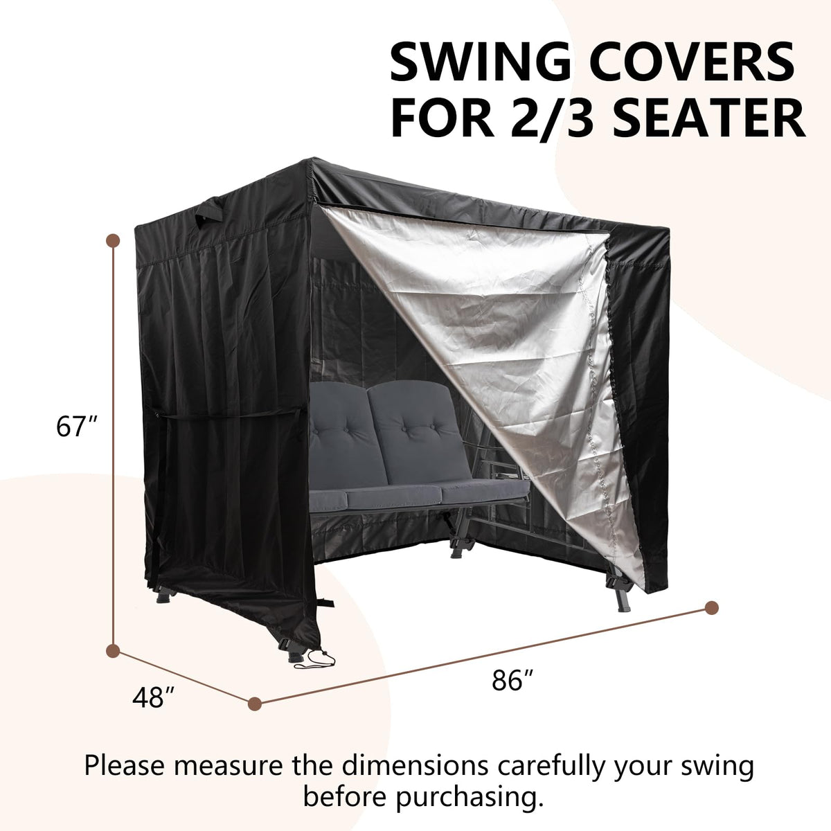 WEIMELL swing cover demonstrates easy access with front zippers.