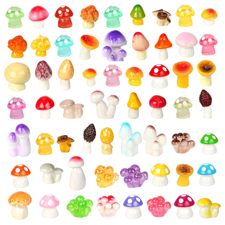 WEIZEW 100pcs mini resin mushrooms for dollhouses and terrariums
