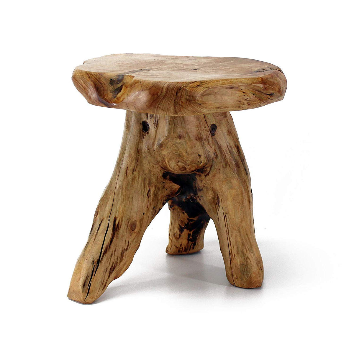 WELLAND natural cedar stump end table with live edge, ideal for living rooms.