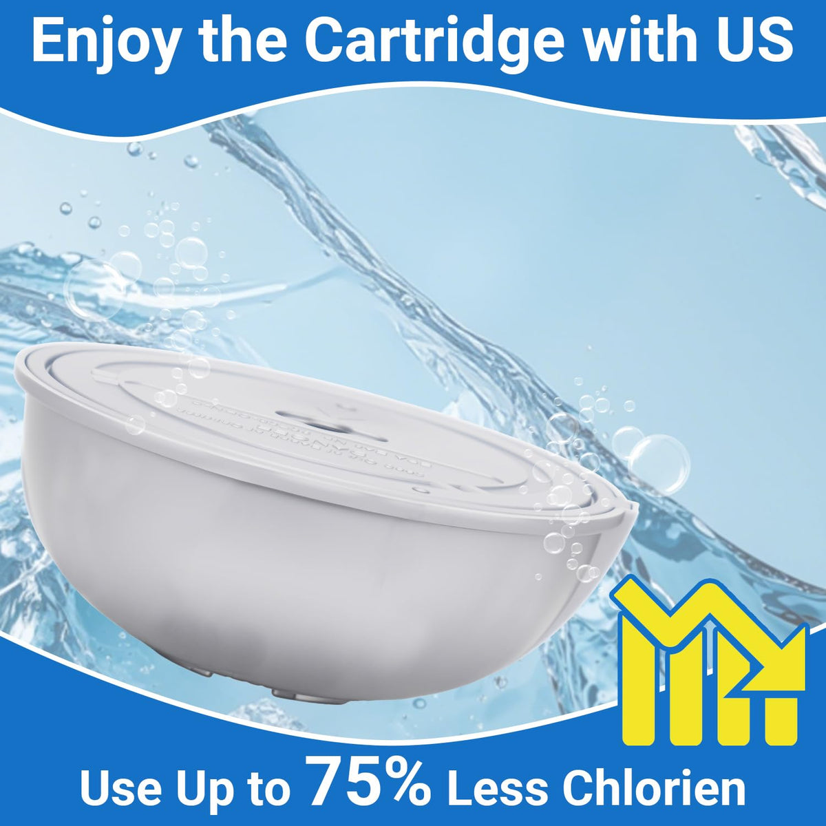 Welliboom cartridge in use scene highlights 3-4 week lifespan and maintenance-free feel.