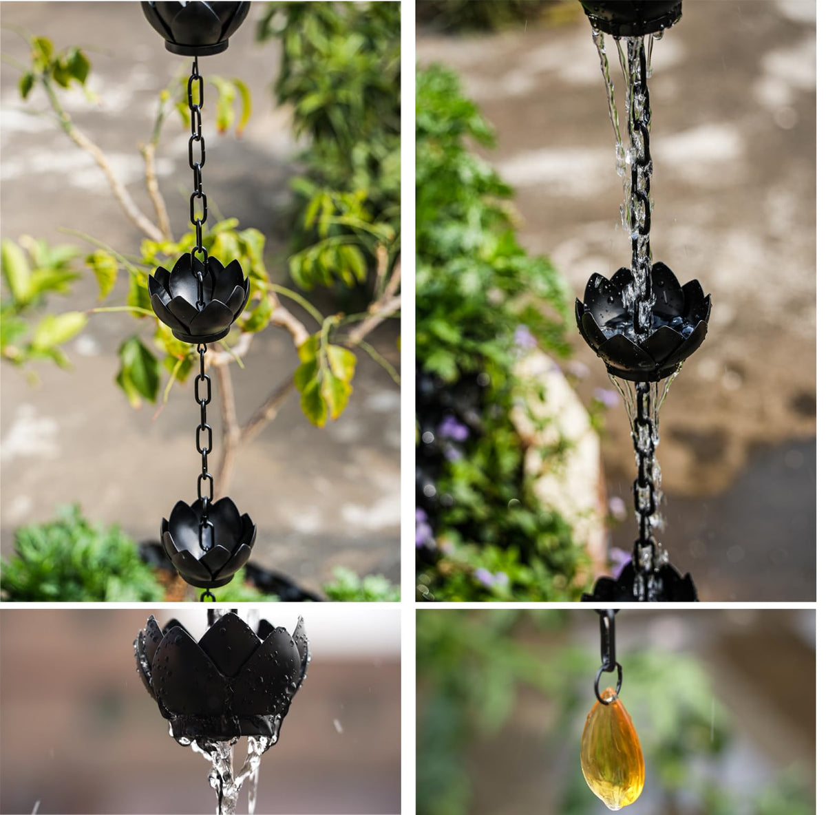 Wellrain rain chain with an easy-install design simplifies replacing a downspout.