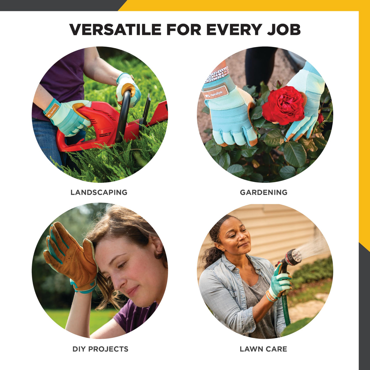 Wells Lamont HydraHyde gloves feature adjustable wrist to keep out dirt.