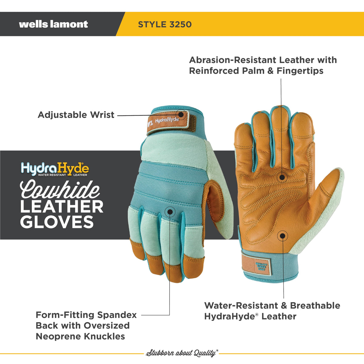Wells Lamont HydraHyde gloves reinforced fingertips enhance tool grip.