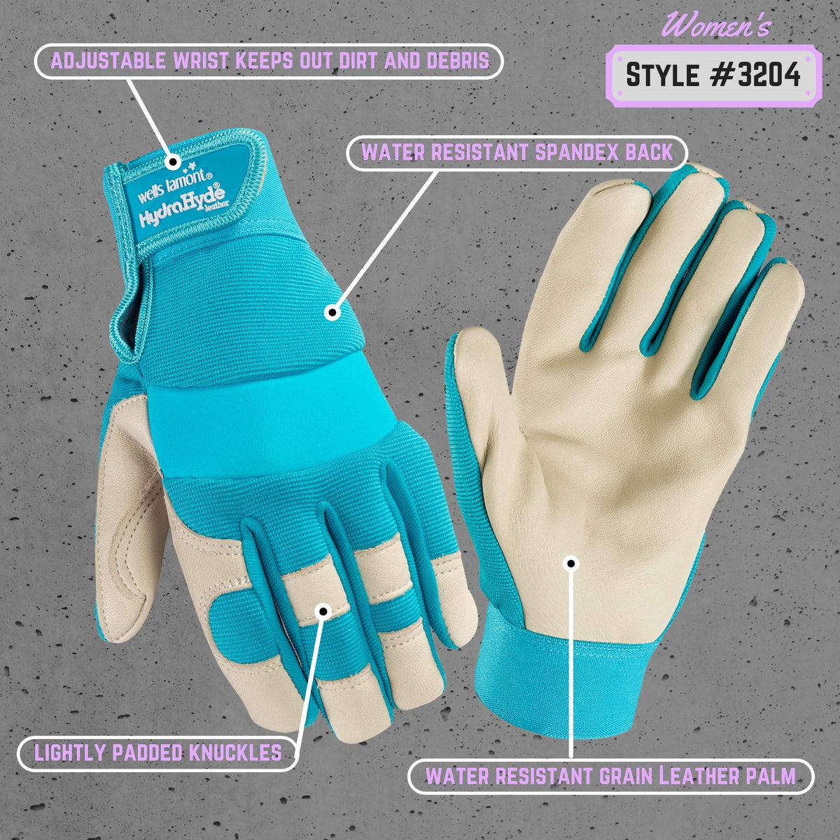 Wells Lamont gloves with adjustable wrist closure to keep dirt out