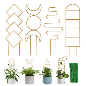 WellSign 16-inch gold plant trellis pattern A supports climbing vines indoors to shape growth