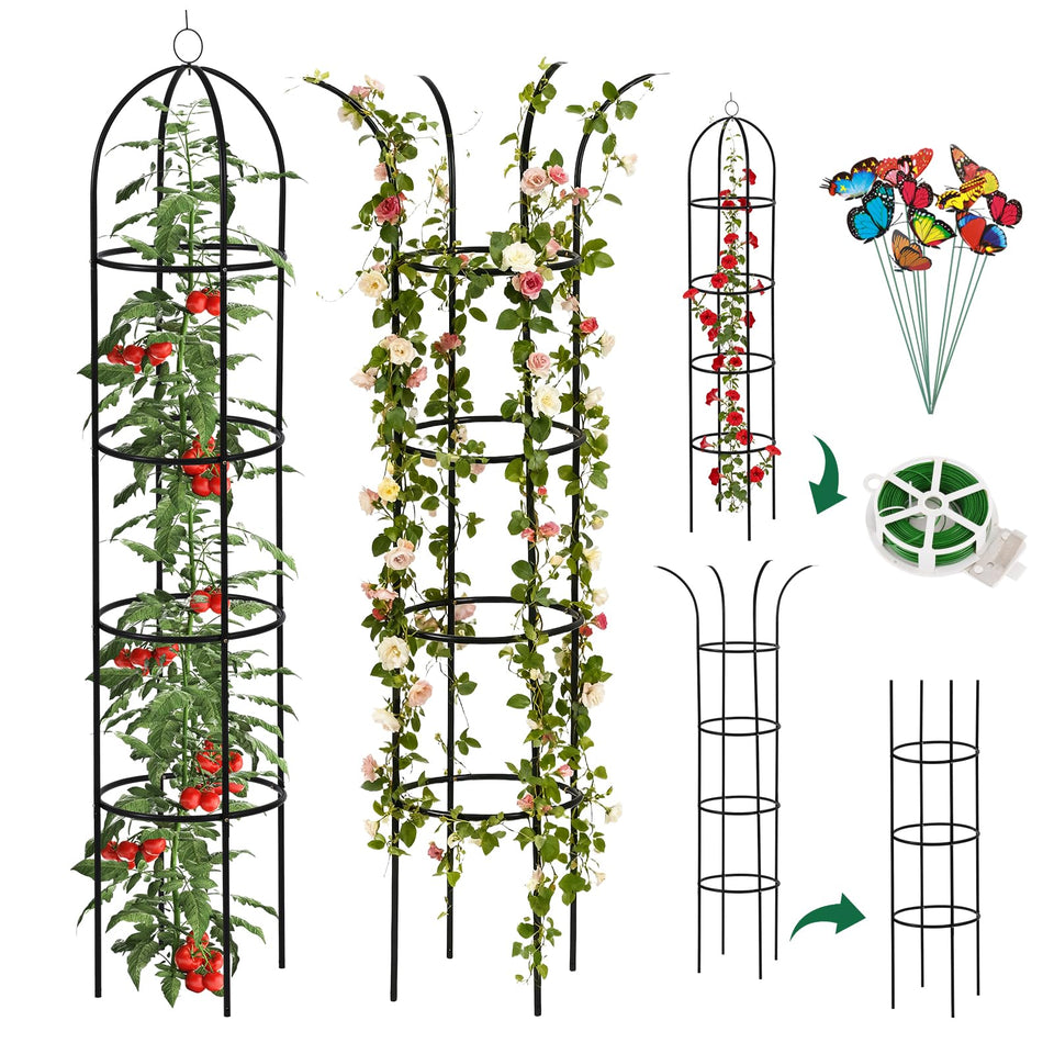 WellSign 6.6ft arched garden arch trellis supports climbing plants with durable iron.