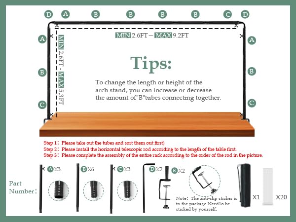 WellSign adjustable-length stand fits various tables for flexibility.