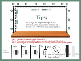 WellSign adjustable-length stand fits various tables for flexibility.