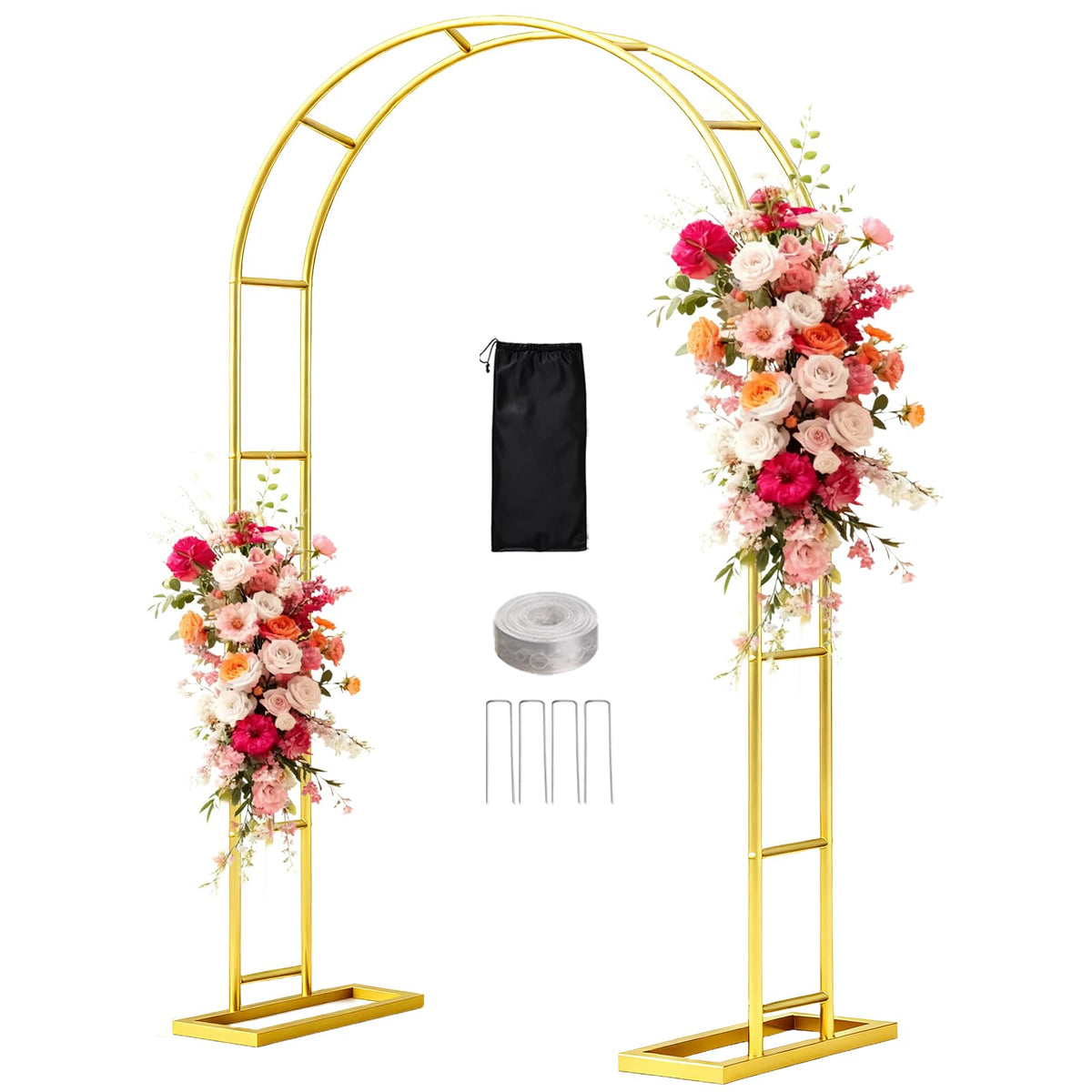 WellSign balloon arch stand 7.2ft by 4.3ft with base setup for quick party decor.