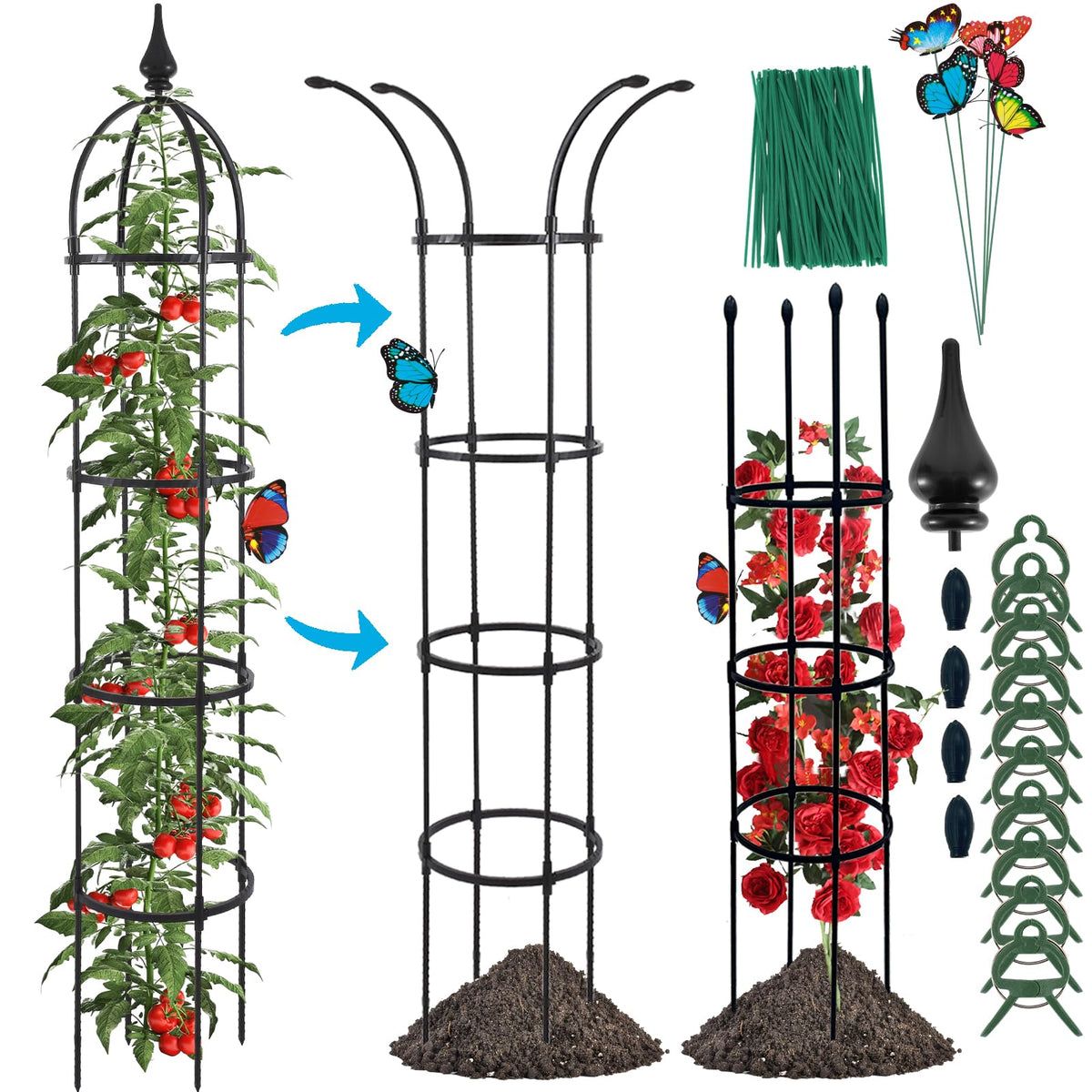 WellSign Garden Obelisk Trellis, 6.6 ft tall providing strong vertical support.