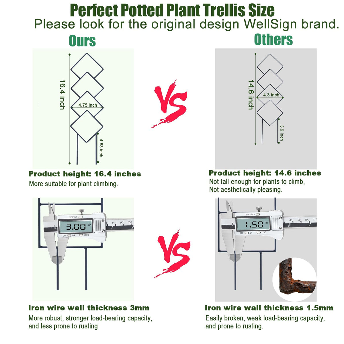 WellSign pattern-2 trellis provides sturdy vine support for pots