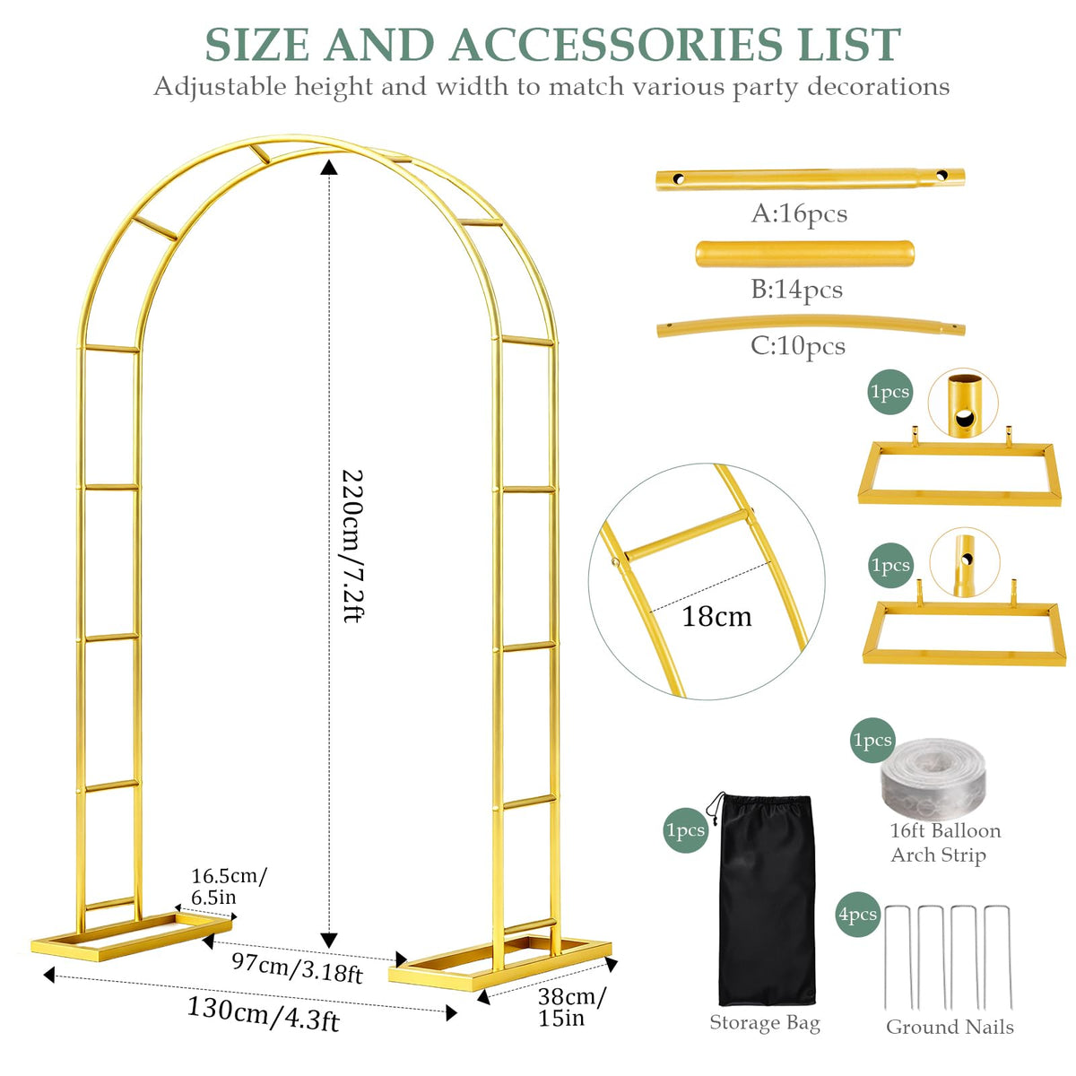 WellSign gold wedding arch backdrop enhances outdoor ceremonies with a stylish arch frame.