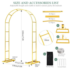 WellSign gold wedding arch backdrop enhances outdoor ceremonies with a stylish arch frame.