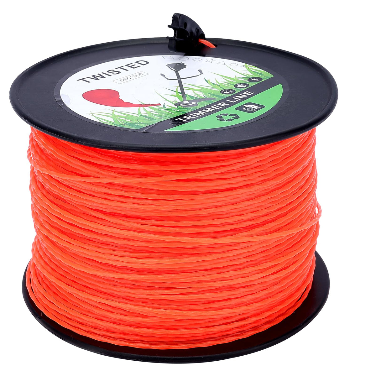 Wellsking 0.095 round twist trimmer line spool ready for use in the yard.