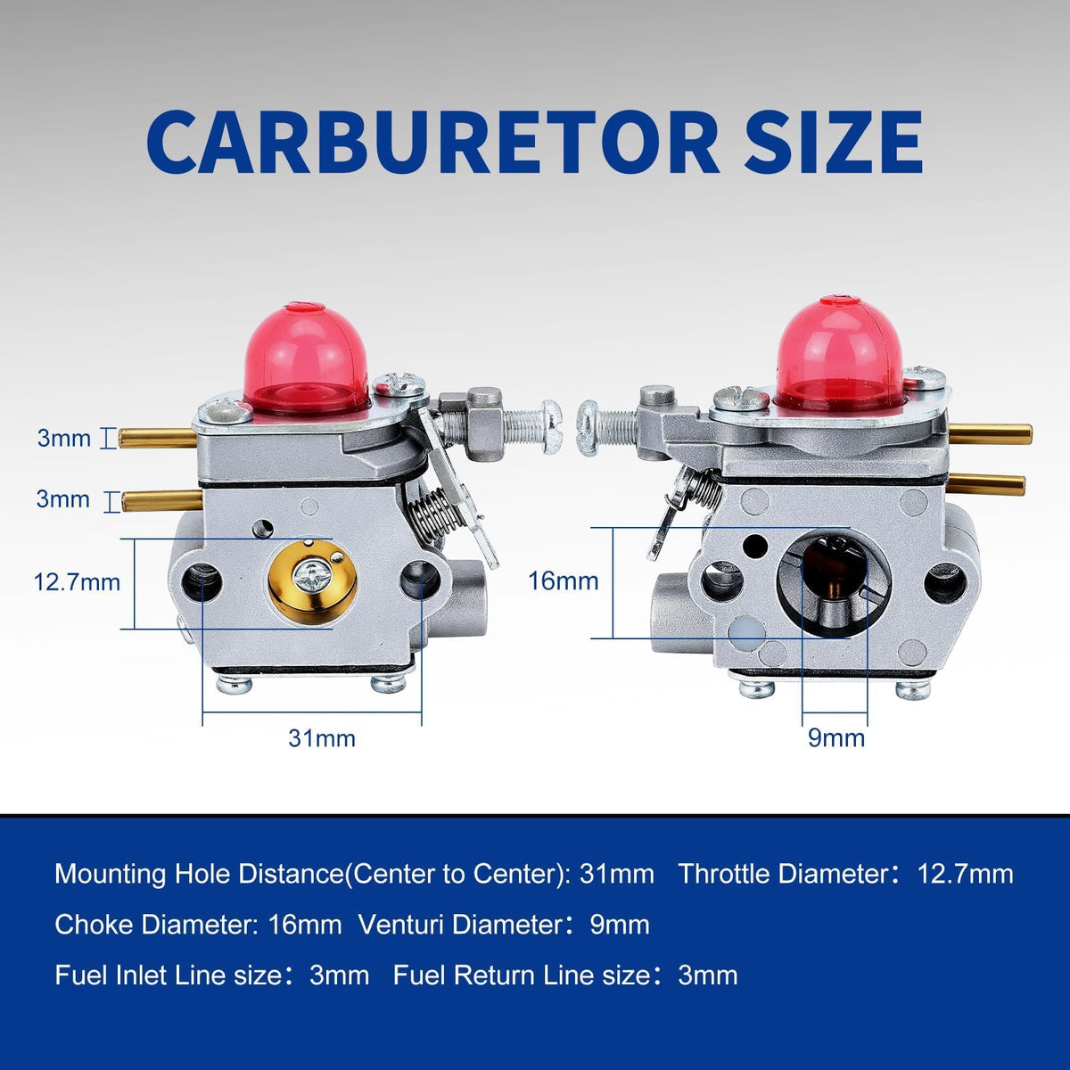 Wellsking TB32EC carburetor cross-reference highlights compatibility
