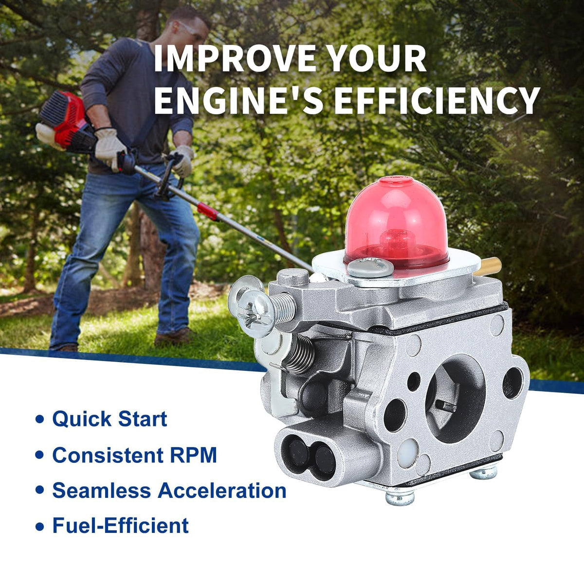 Wellsking TB32EC carburetor installed on weed eater for smoother starts