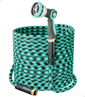 WELLUCK 50 ft garden hose shows 5-layer construction for durability and leak resistance