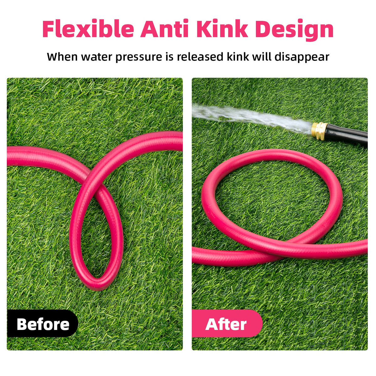 WELLUCK hose outdoors demonstrates all-weather flexibility in sun and cold