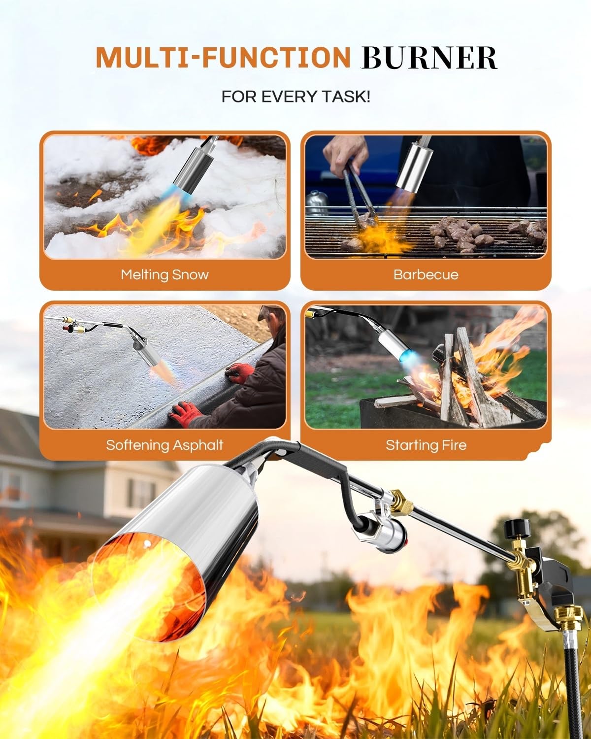 Welluck propane torch 11.5 ft hose assembly enabling safe distance