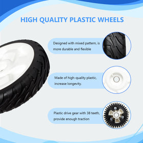 WELOVEHOME rubber tread rear wheel enhances traction on varied lawn surfaces