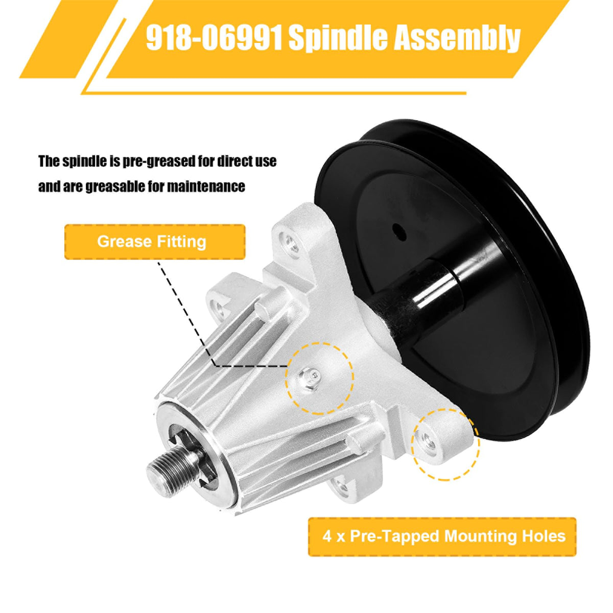 WELOVEHOME spindle assembly for Troy-Bilt TB42, side view highlights easy installation.