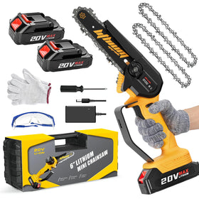 WEMARS mini chainsaw 6-inch, assembled and ready for immediate use.