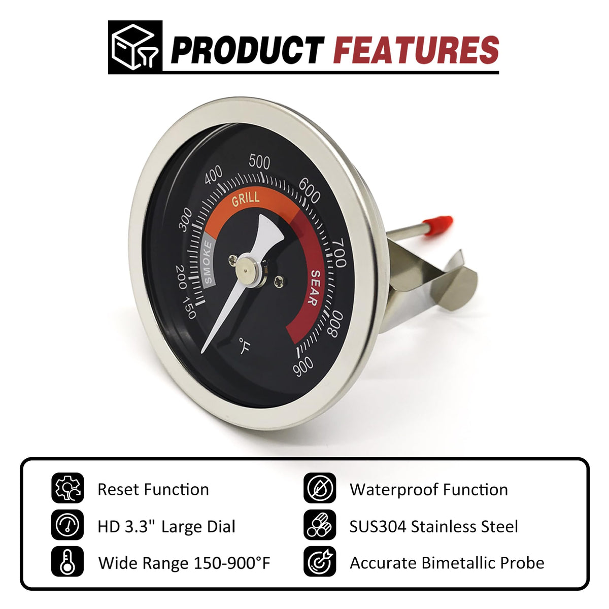 WEMEIKIT 3-1/4 inch probe delivers precise grill temperature feedback