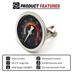 WEMEIKIT 3-1/4 inch probe delivers precise grill temperature feedback