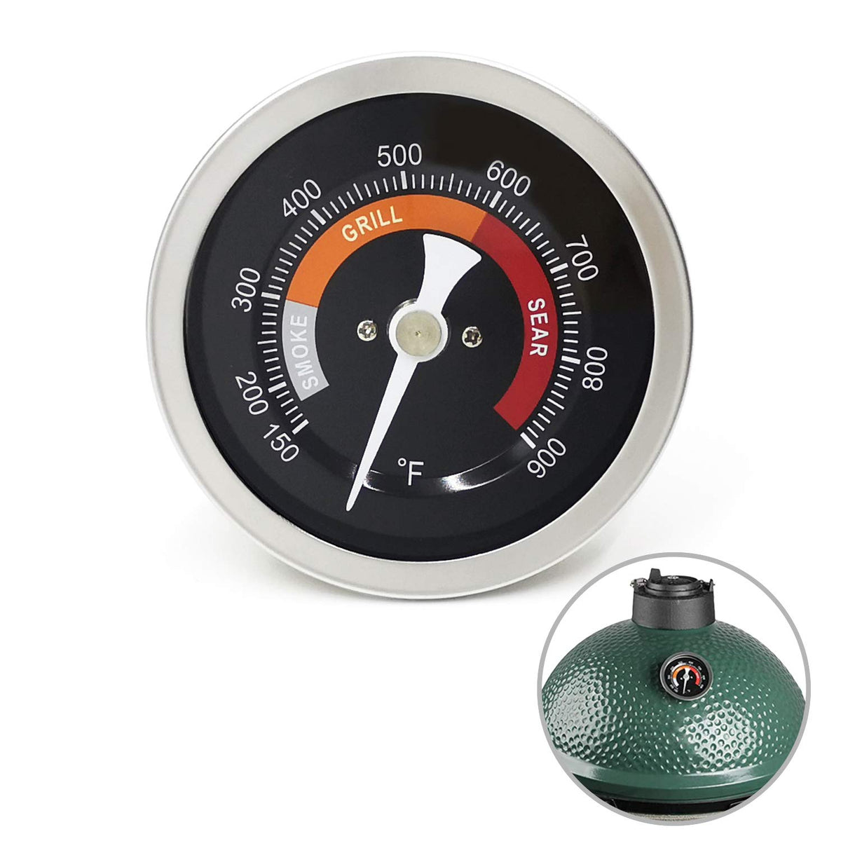 WEMEIKIT thermometer with 3.3 inch dial for quick readings on the Big Green Egg