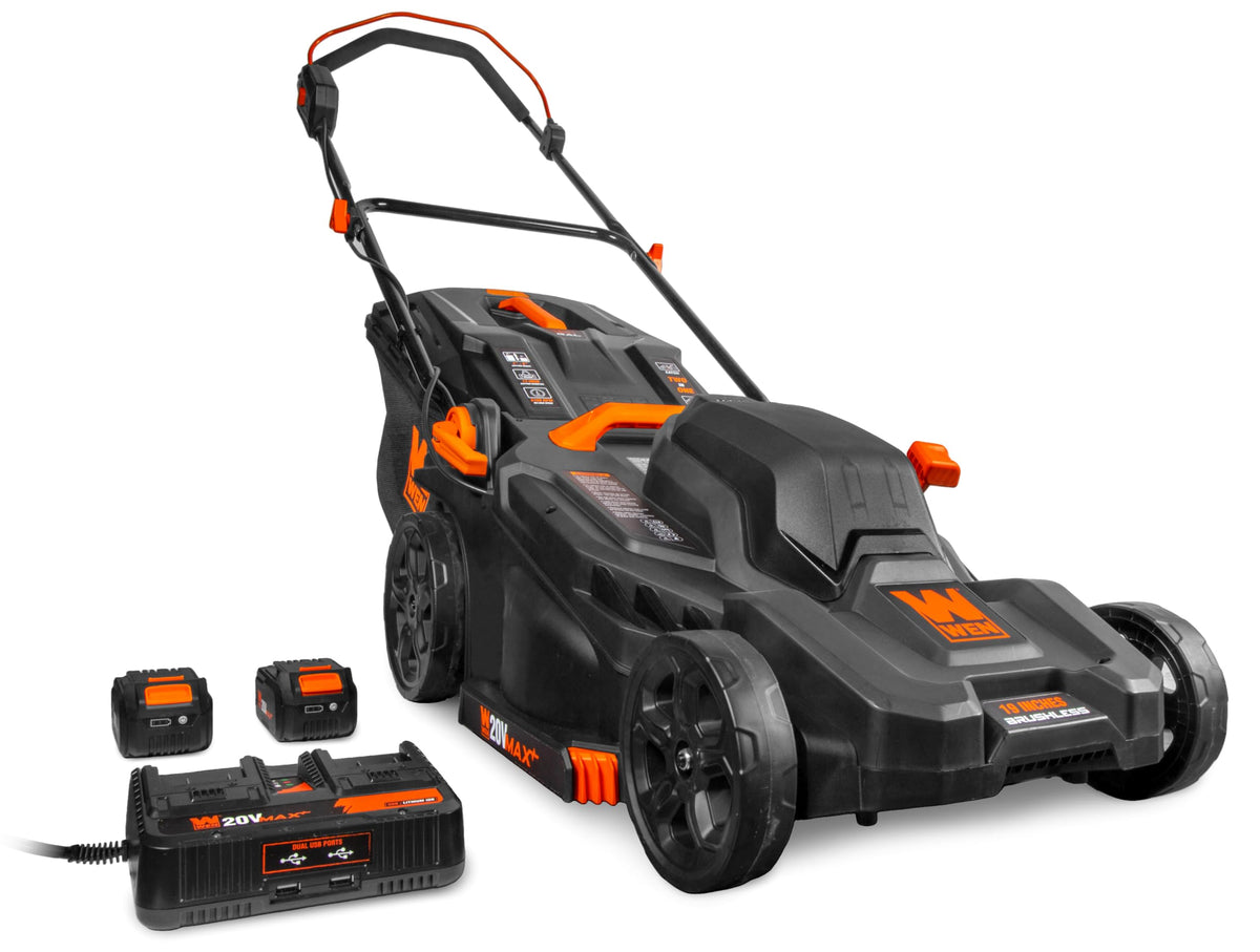WEN 20V Max 19-Inch deck in action delivering clean, even lawn cuts.