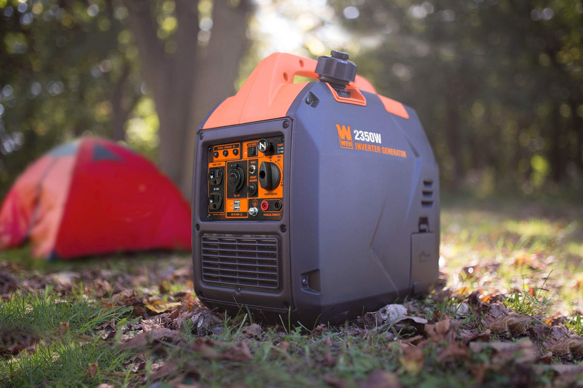 WEN 2350W inverter generator quiet operation suited for outdoor activities like camping.