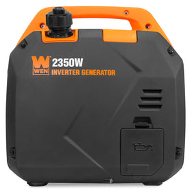 WEN 2350W inverter generator side panel for quick outdoor setup.