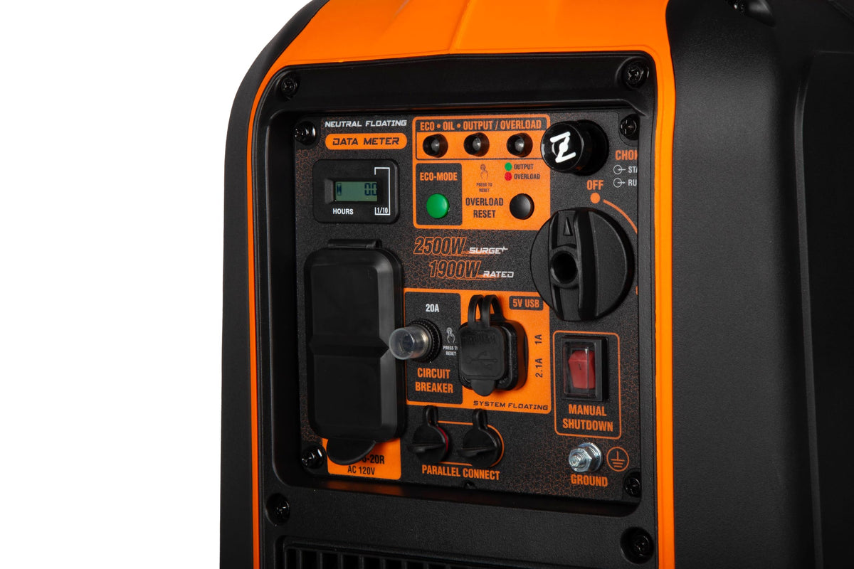 Compact, portable WEN 2500-W inverter generator design ideal for camping.