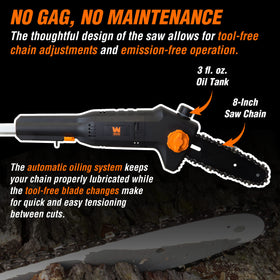 WEN 4019 automatic oiling maintains chain lubrication for smooth operation