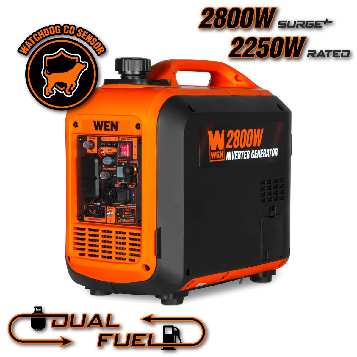 WEN DF280iX propane setup enables LPG flexibility for outdoor use.
