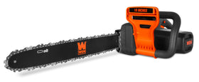 WEN electric chainsaw 15-amp motor closeup for easy pruning