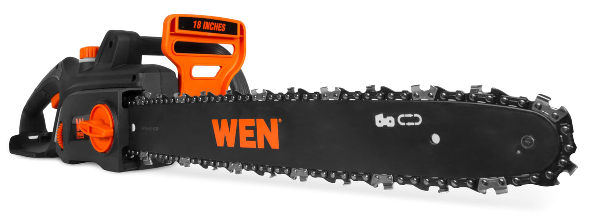 WEN electric chainsaw 18-inch guide bar auto-oiling for longevity