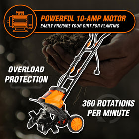 WEN TC1014 overload protection helps prevent motor damage on rocky terrain.
