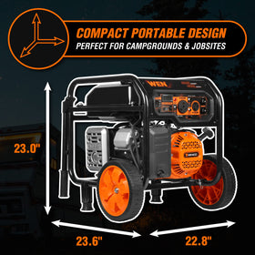 WEN GN5602X control panel shows electric start and essential gauges for easy operation.